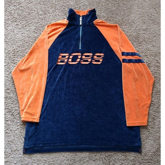 Boss Track Suit Jacket Men's XL Blue 1/4 Zip Pockets Long Sleeve - Picture 1 of 8